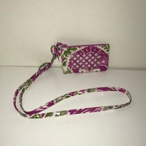 Vera Bradley zip ID case and lanyard, julep tulip